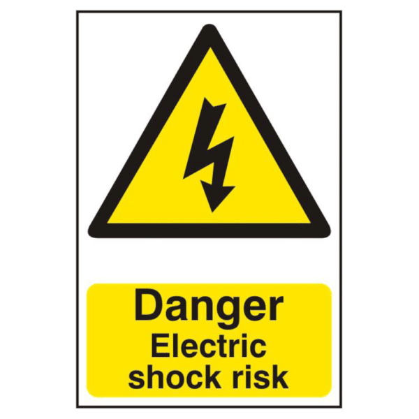 ASEC `Danger Electric Shock Risk` 200mm x 300mm PVC Self Adhesive Sign