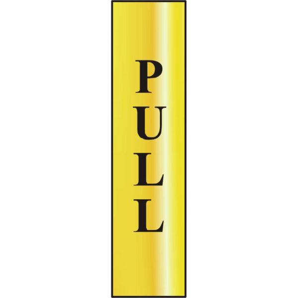 ASEC `Pull` 200mm x 50mm Gold Self Adhesive Sign