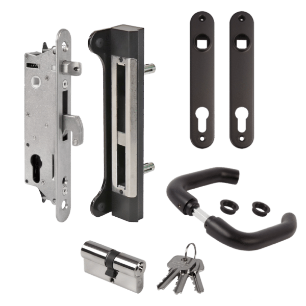 LOCINOX Gatelock Fortylock Insert Set with Keep For 40mm Box Section Black