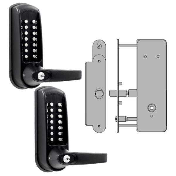 CODELOCKS CL0630 Back To Back Digital Lock Black Marine Grade With XTD Gate Lock