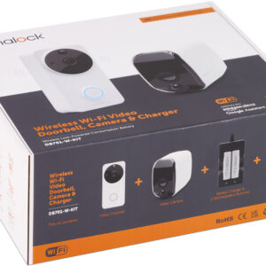 AMALOCK DB701 Wireless Doorbell & Chime Kit With 1 x White CAM200A Camera, Battery Charger And Rechargeable Batteries