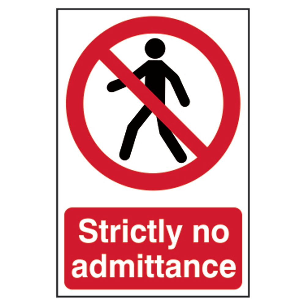 ASEC `Strictly No Admittance` Sign 200mm x 300mm