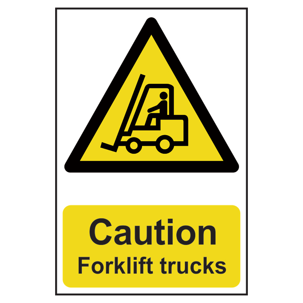 ASEC `Caution: Forklift Trucks` Sign 200mm x 300mm
