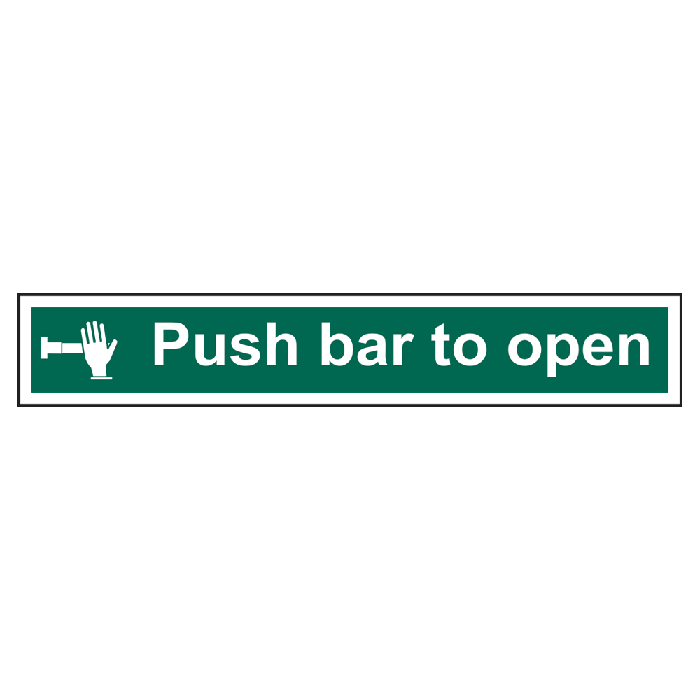 ASEC `Push Bar To Open` Sign 600mm x 100mm