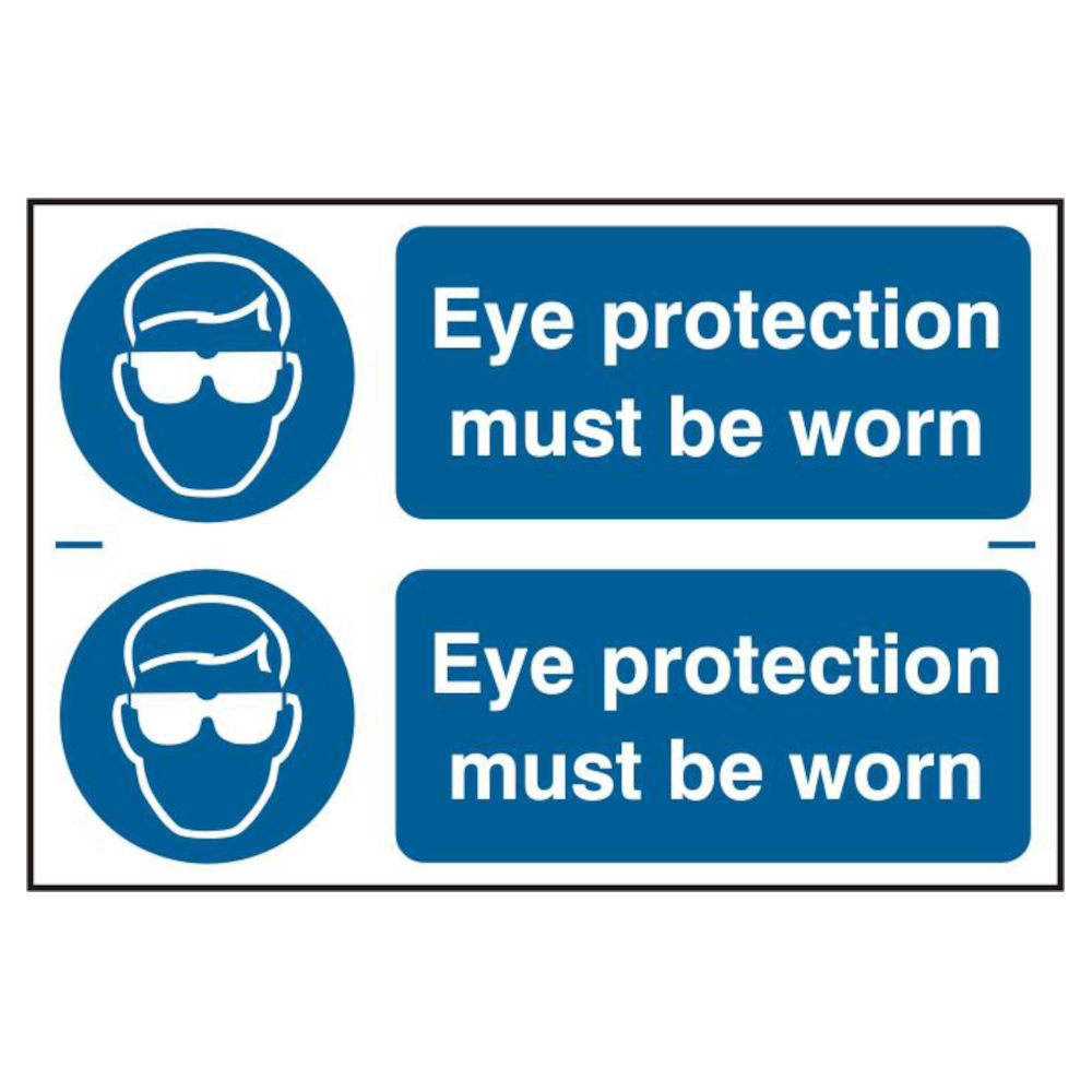 ASEC `Eye Protection Must Be Worn` 300mm x 100mm PVC Self Adhesive Sign