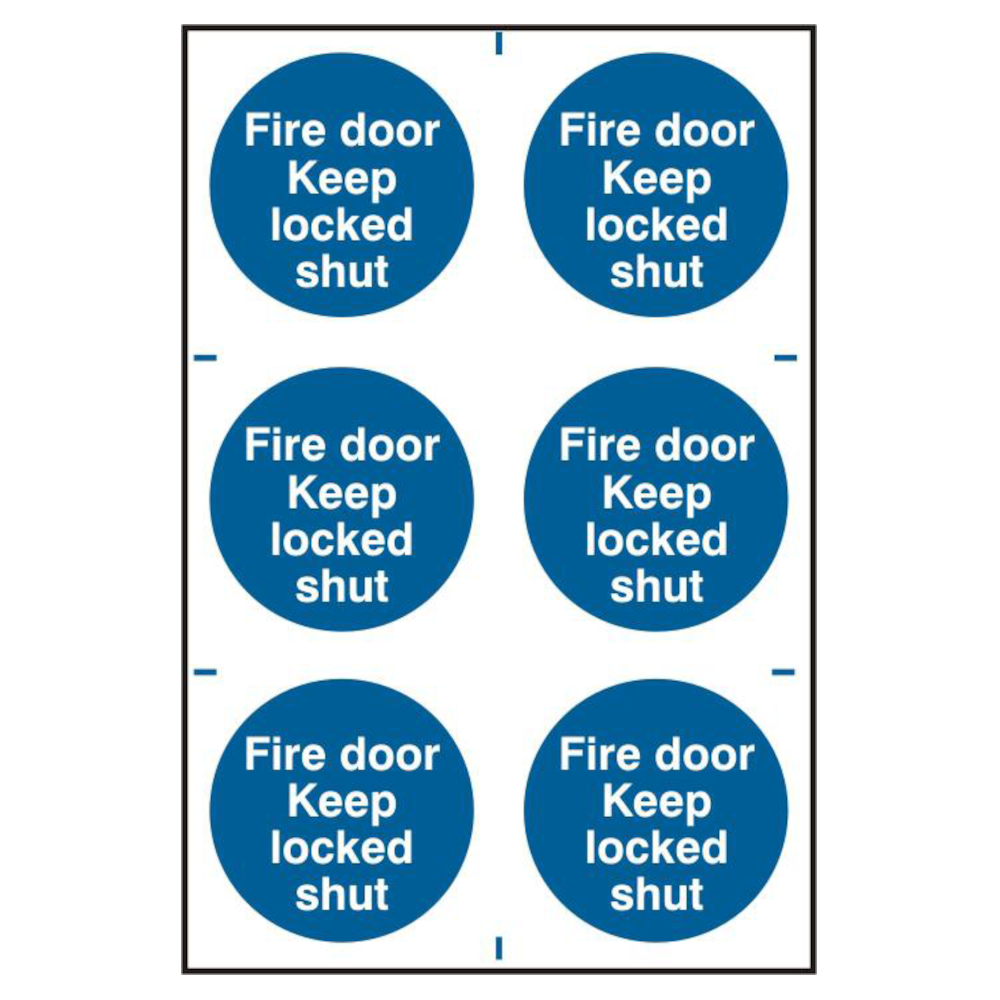 ASEC `Fire Door Keep Locked Shut` 200mm x 300mm PVC Self Adhesive Sign