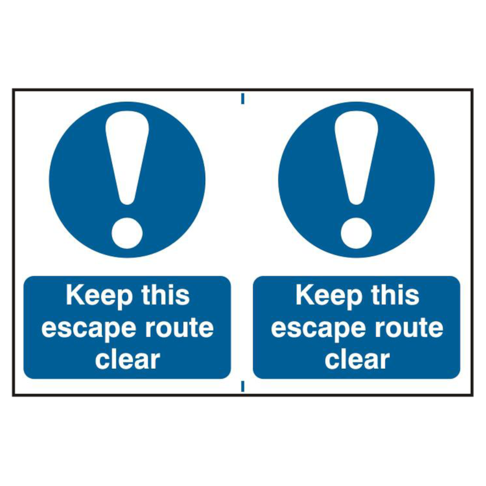 ASEC `Keep This Escape Route Clear` 200mm x 150mm PVC Self Adhesive Sign