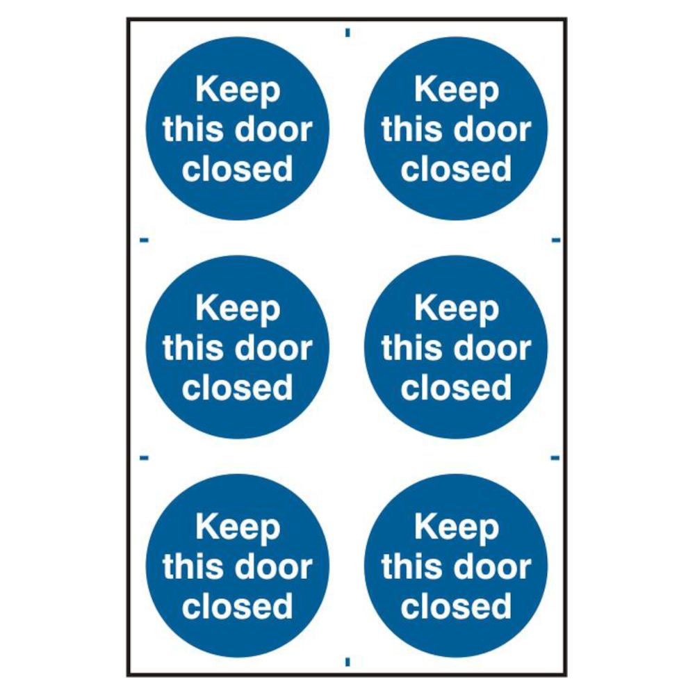 ASEC `Keep This Door Closed` 200mm x 300mm PVC Self Adhesive Sign