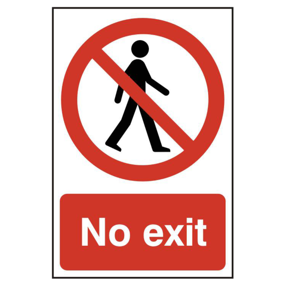 ASEC `No Exit` 200mm x 300mm PVC Self Adhesive Sign