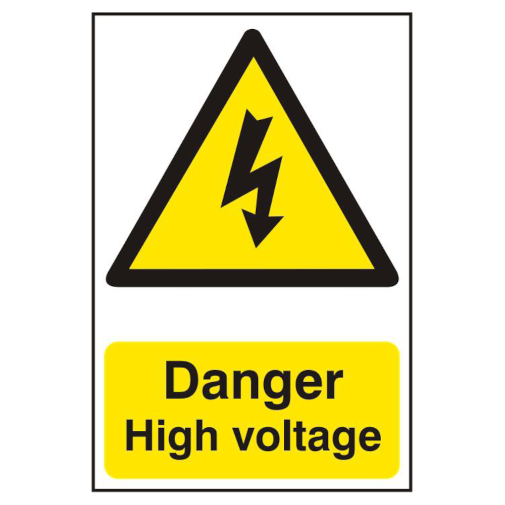 ASEC `Danger High Voltage` 200mm x 300mm PVC Self Adhesive Sign