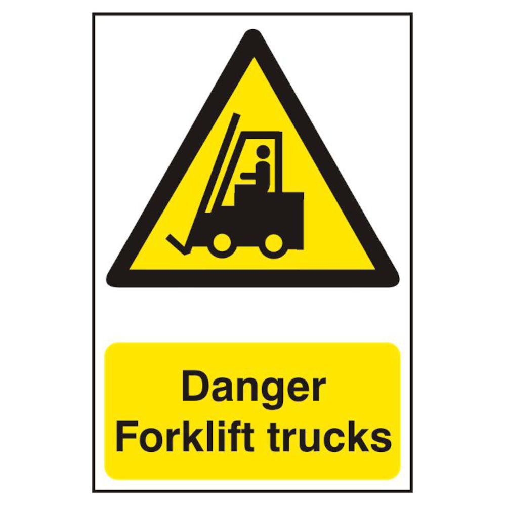 ASEC `Danger Forklift Trucks` 200mm x 300mm PVC Self Adhesive Sign