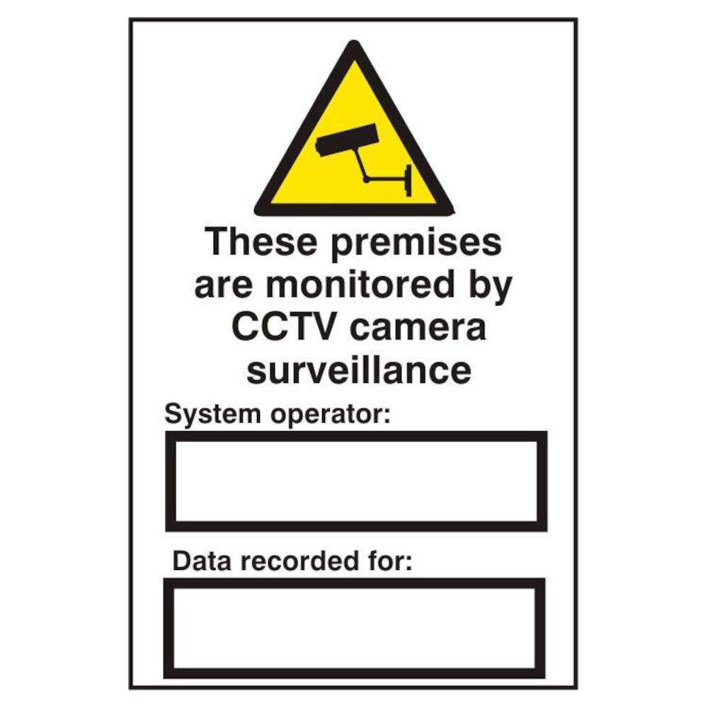 ASEC `These Premises Are Monitored By CCTV Surveillance` 200mm x 300mm PVC Self Adhesive Sign