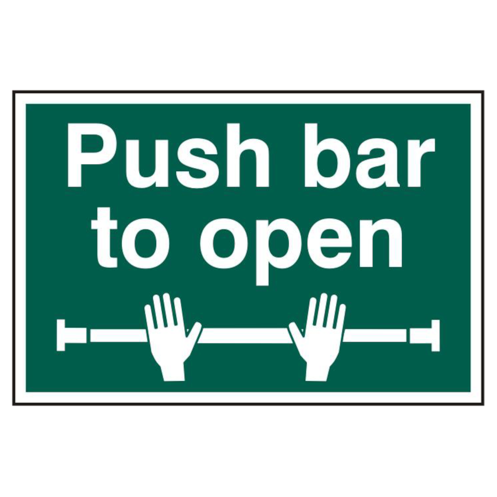 ASEC `Push Bar To Open` 200mm x 300mm PVC Self Adhesive Sign