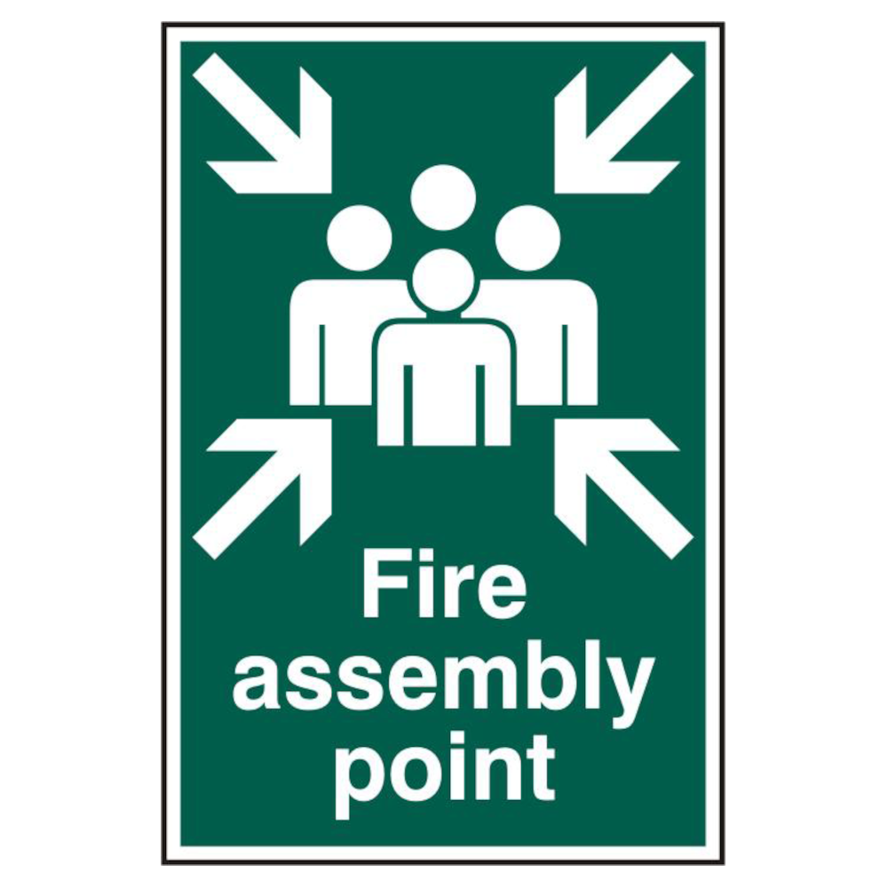 ASEC `Fire Assembly Point 200mm x 300mm PVC Self Adhesive Sign