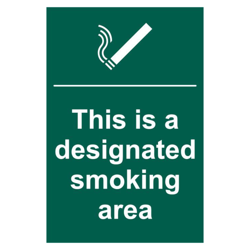 ASEC `This Is A Designated Smoking Area` 200mm x 300mm PVC Self Adhesive Sign