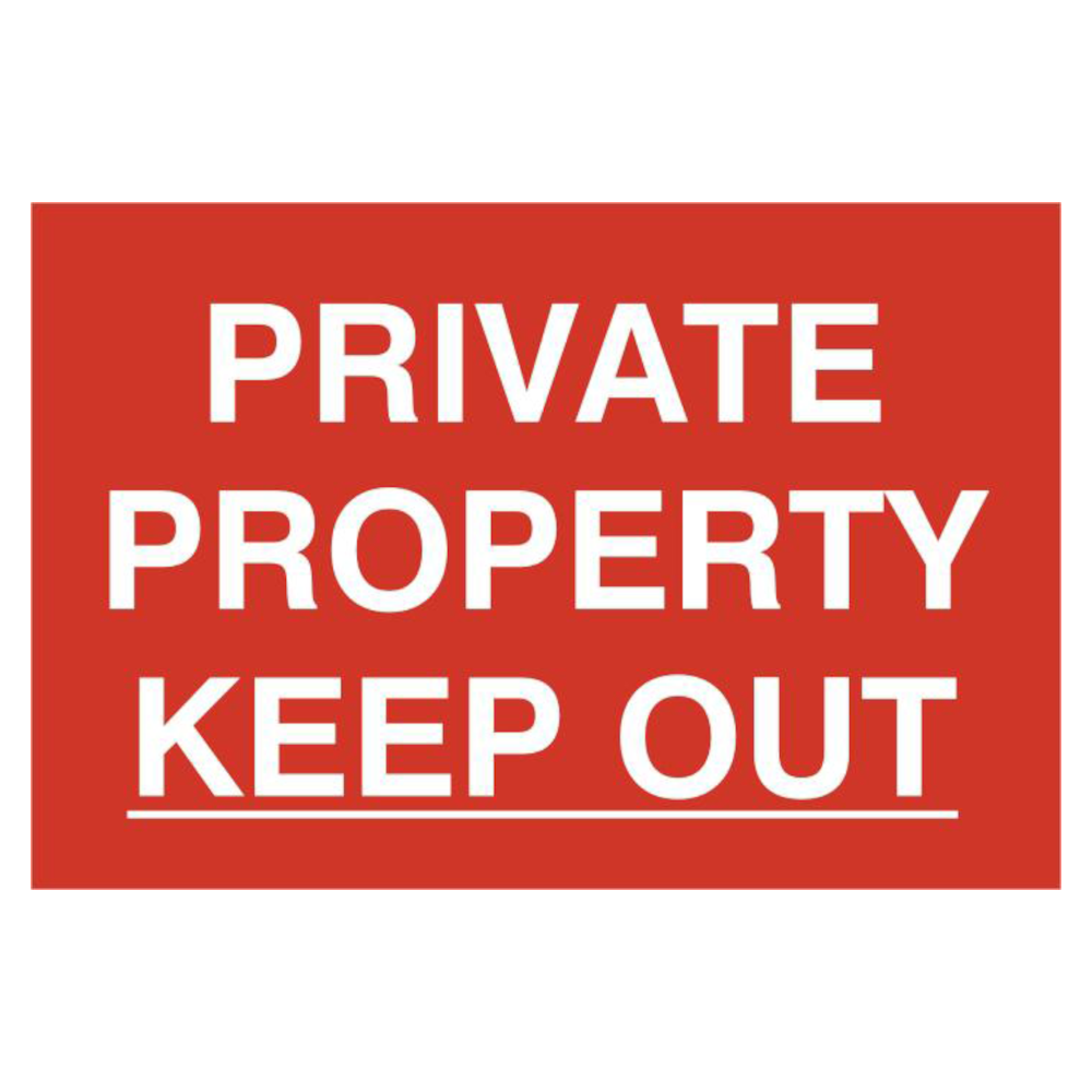ASEC `Private Property Keep Out` 200mm x 300mm PVC Self Adhesive Sign
