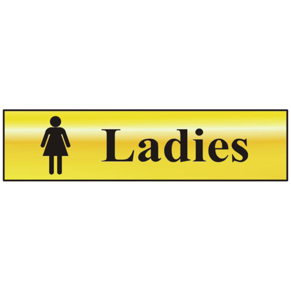 ASEC `Ladies` 200mm x 50mm Gold Self Adhesive Sign
