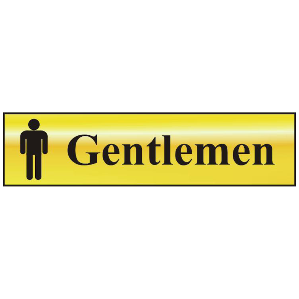 ASEC `Gentlemen` 200mm x 50mm Gold Self Adhesive Sign