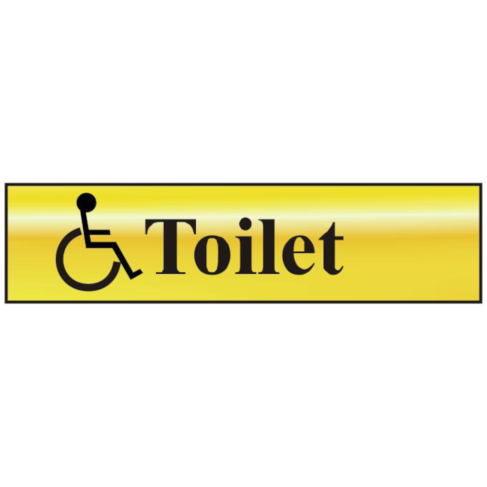 ASEC `Disabled Toilet` 200mm x 50mm Gold Self Adhesive Sign
