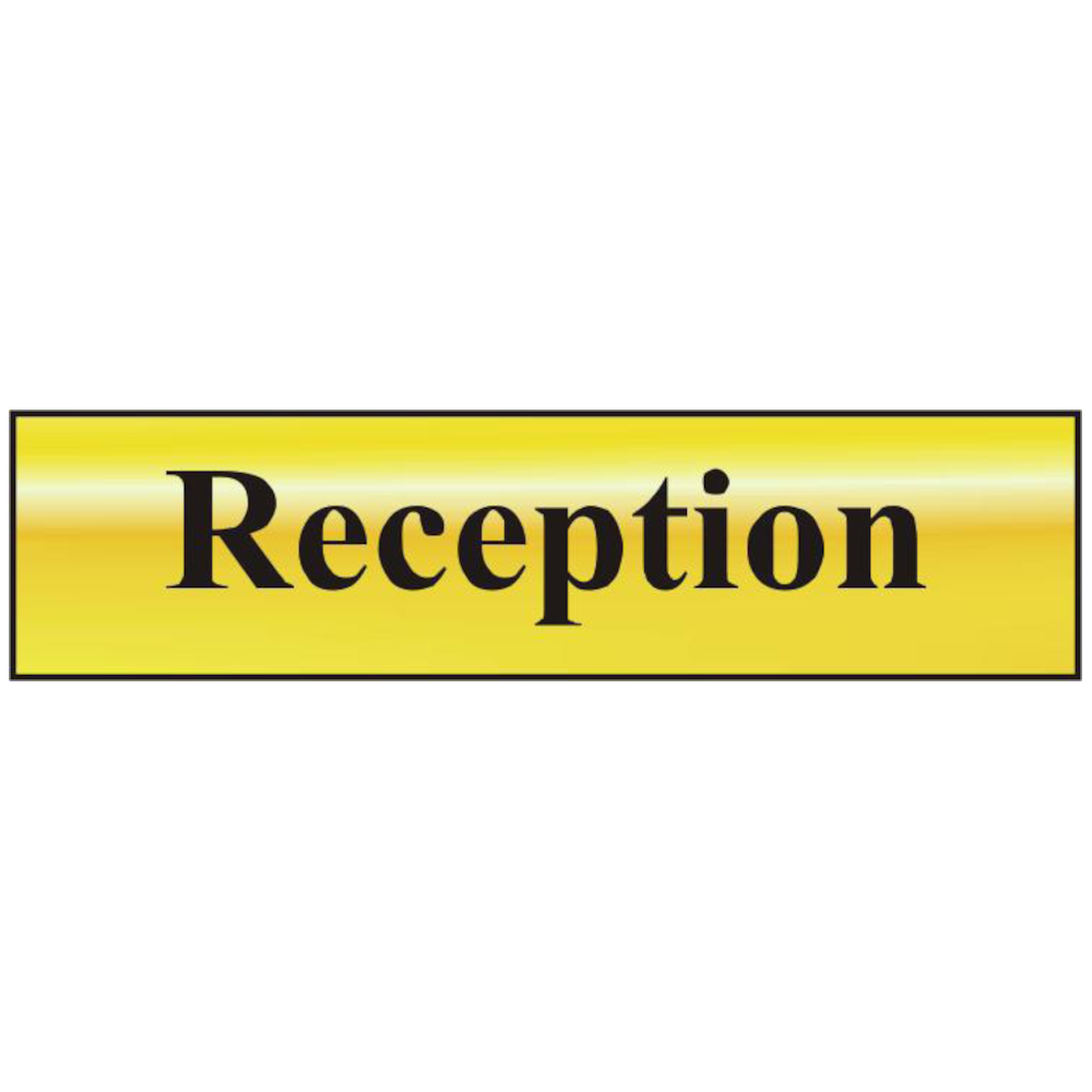 ASEC `Reception` 200mm x 50mm Gold Self Adhesive Sign