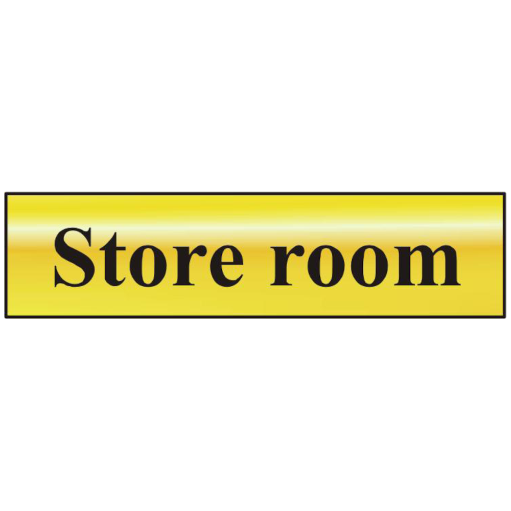 ASEC `Store Room` 200mm x 50mm Gold Self Adhesive Sign