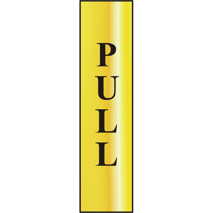 ASEC `Pull` 200mm x 50mm Gold Self Adhesive Sign