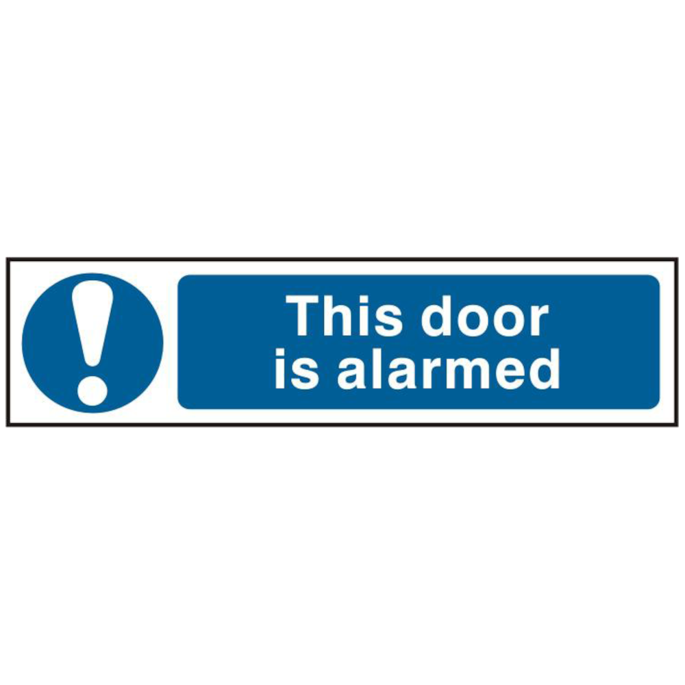 ASEC `This Door Is Alarmed` 200mm x 50mm PVC Self Adhesive Sign