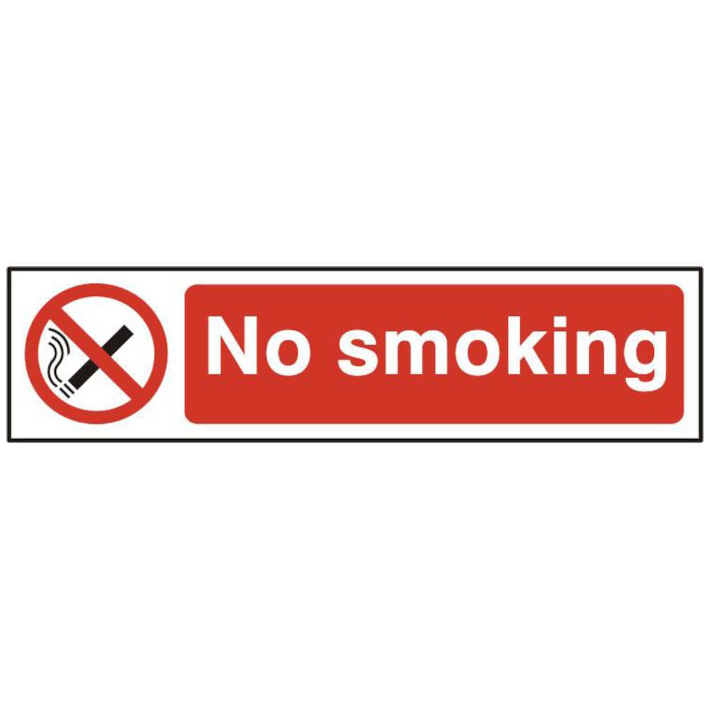 ASEC `No Smoking` 200mm x 50mm PVC Self Adhesive Sign