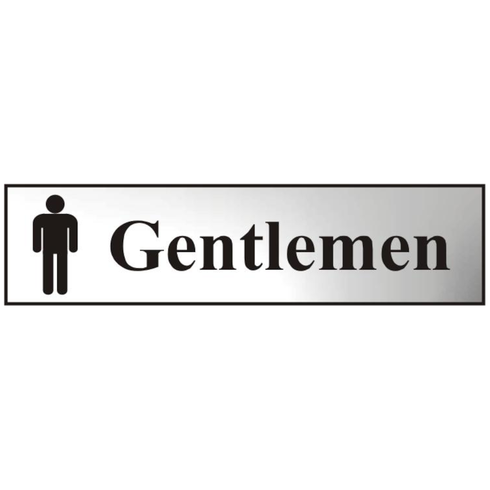 ASEC `Gentlemen` 200mm x 50mm Chrome Self Adhesive Sign