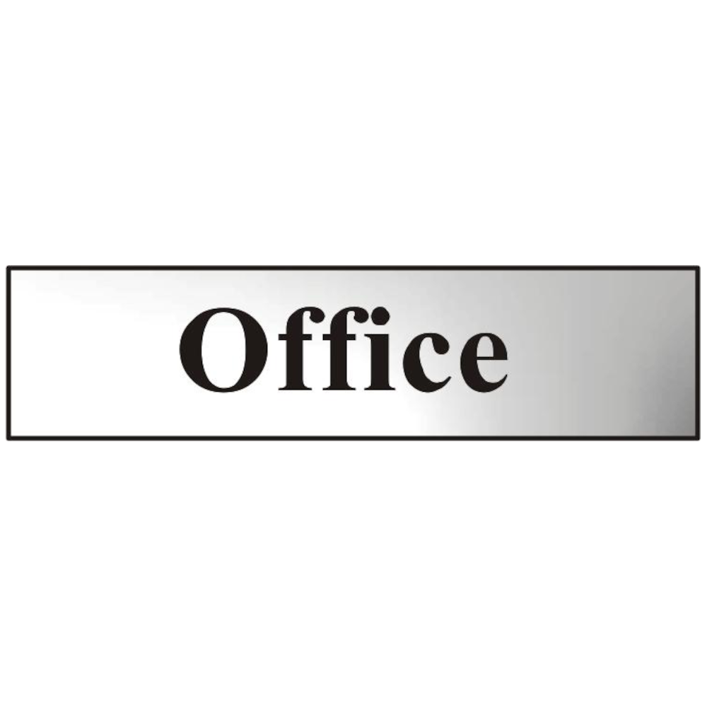 ASEC `Office` 200mm x 50mm Chrome Self Adhesive Sign