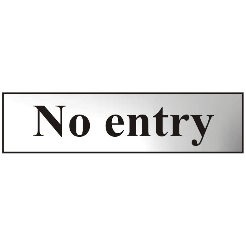 ASEC `No Entry` 200mm x 50mm Chrome Self Adhesive Sign