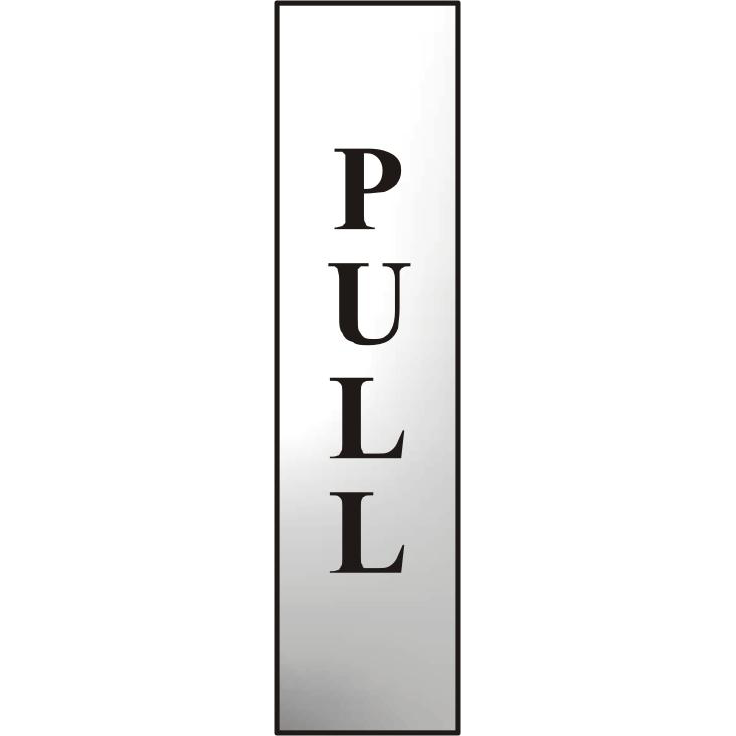 ASEC `Pull` 200mm x 50mm Chrome Self Adhesive Sign