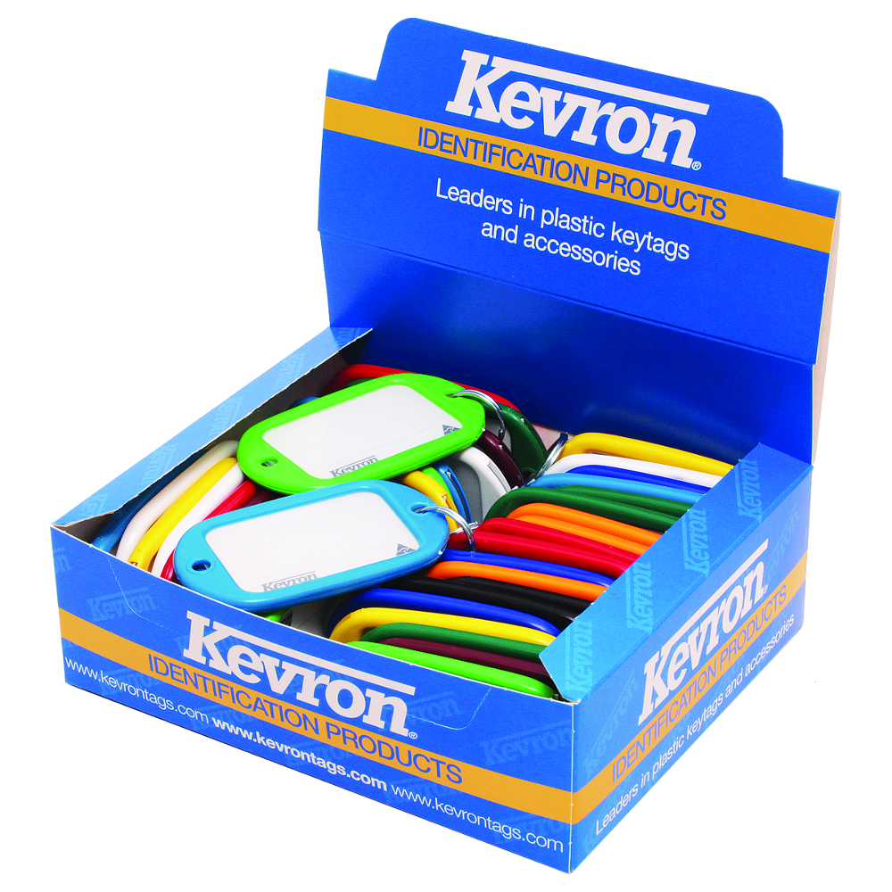 KEVRON ID10 Jumbo Key Tags Tub of 40 Assorted Colours