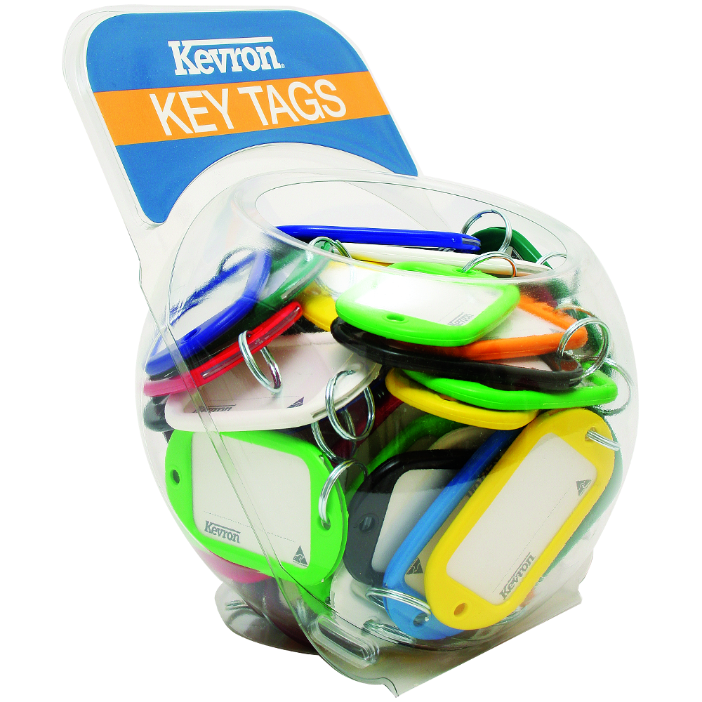 KEVRON ID10 Jumbo Key Tags Counter Tub 60pcs Assorted Colours