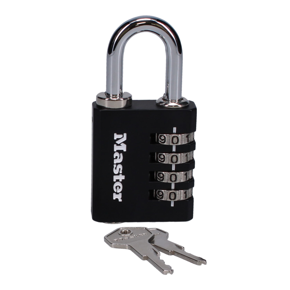 MASTER LOCK 7641EURDBLK 40mm Indoor 4 Wheel Combination Lock c/w Override Key