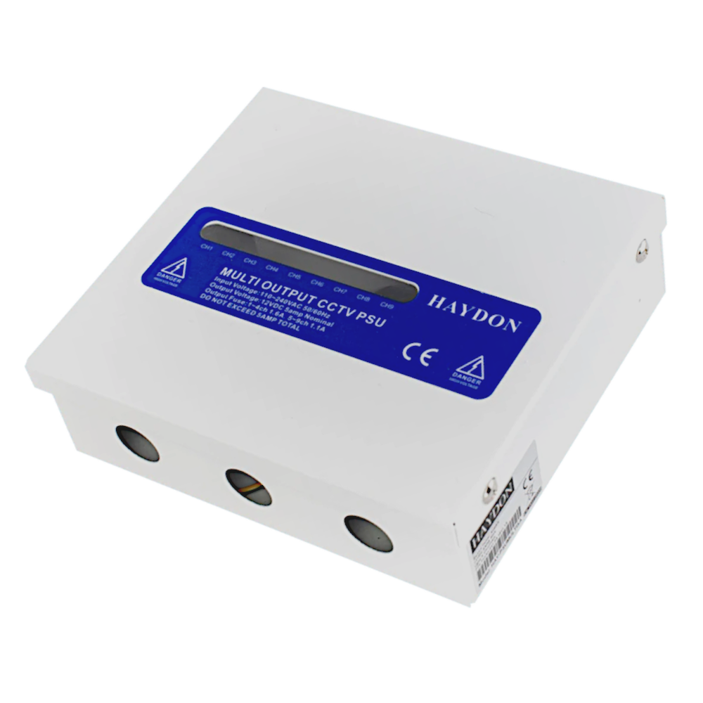 HAYDON MARKETING CCTV Boxed Power Supply Multi Way Flexible Up To 9 Way 12VDC Max Output 5 Amp