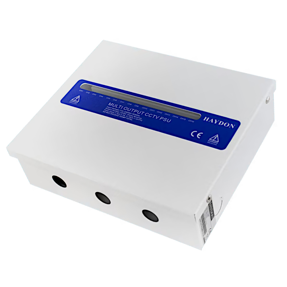 HAYDON MARKETING CCTV Boxed Power Supply Multi Way Flexible Up To 16 Way 12VDC Max Output 10Amp