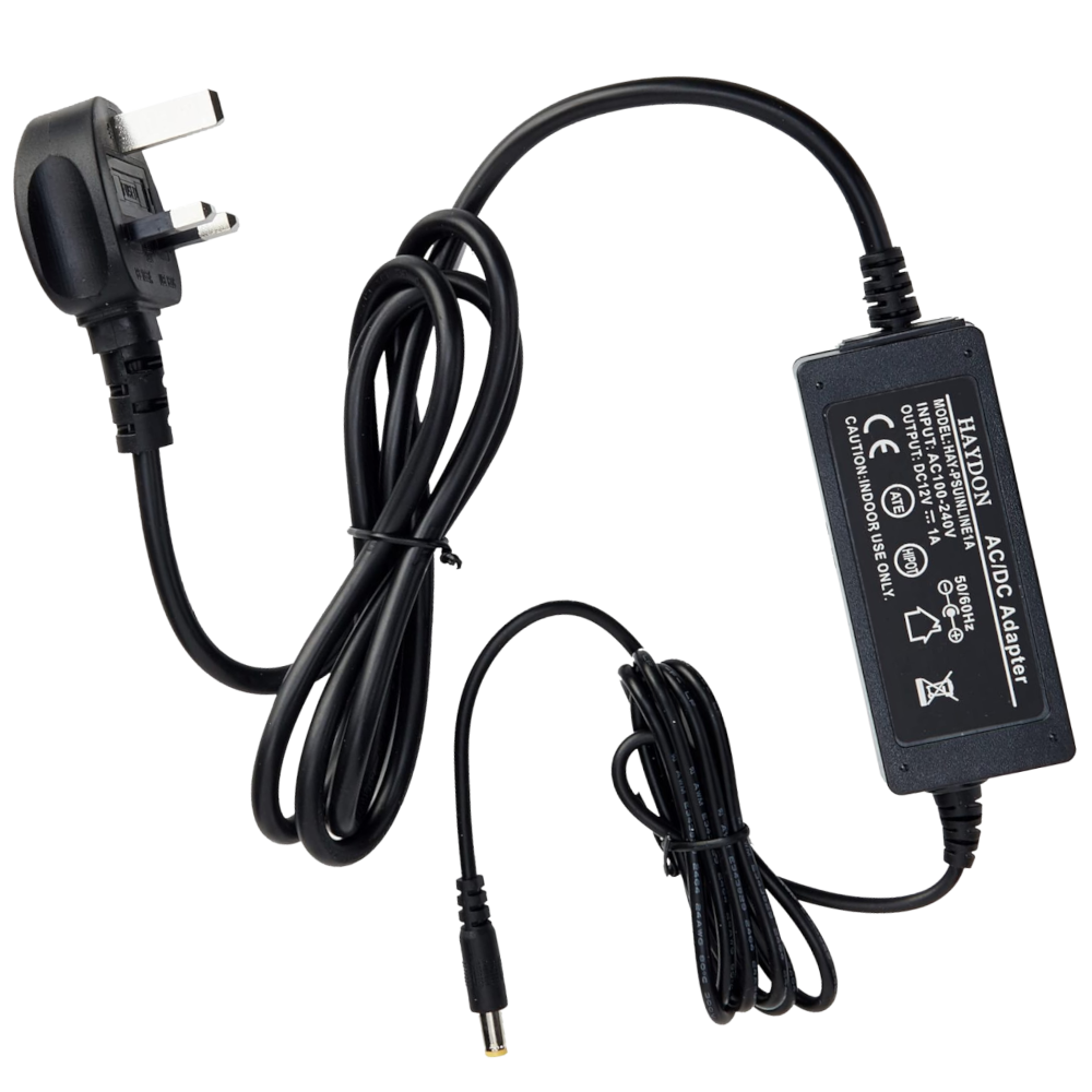 HAYDON MARKETING CCTV Inline Power Supply Lead & UK Plug 12VDC