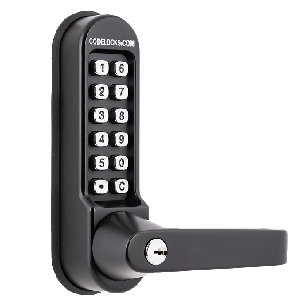 CODELOCKS CL510KEY/CL515KEY Marine Grade Black Digital Lock With Tubular Latch & Key Override