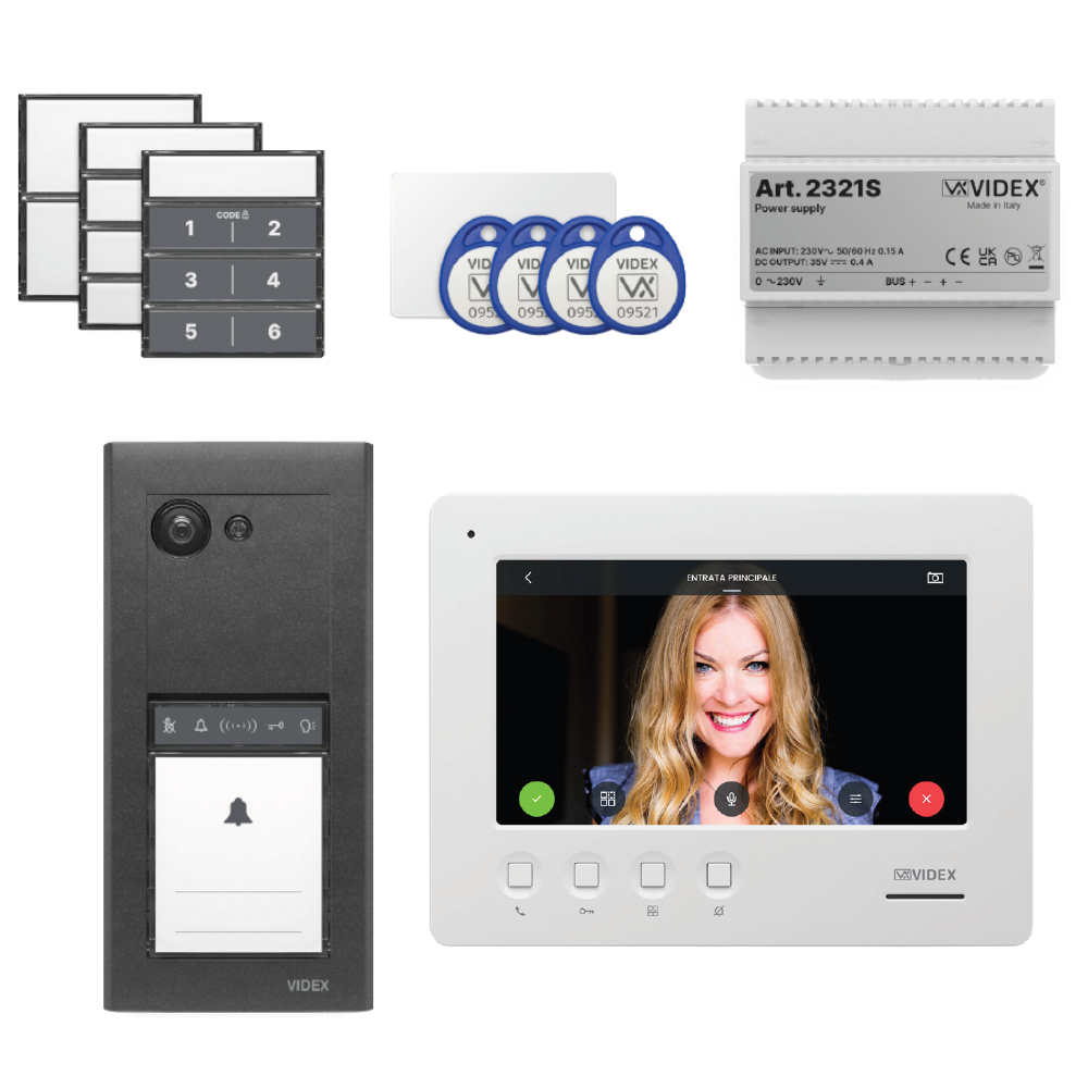 VIDEX ERA23VB Series Entry Panel Video Kit With 7 Inch OSD WiFi Video Monitor (6789) PSU (2321S) & Proximity Card/Fobs ERAKIT23B6789